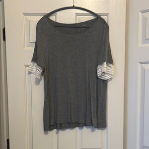 LOFT Gray Relaxed Short Sleeve T-Shirt